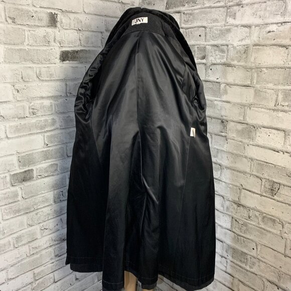 Vintage JNY Wool Cashmere Maxi Overcoat Coat 6 Black Faux Fur Trim Collar Cuffs - Picture 10 of 16